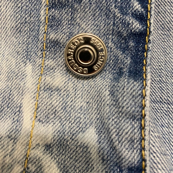 Dsquared2 Dan Distressed White Paint Wash Jean Jacket Size L - Picture 6 of 11